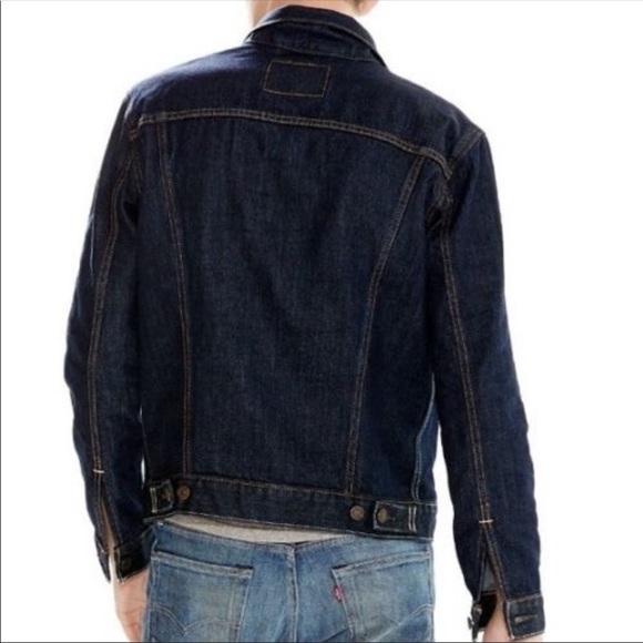 Men’s Trucker Dark Wash Levis Denim Jacket SZ L - Picture 2 of 8